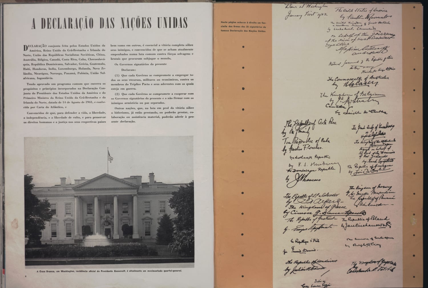Fotografia da Casa Branca em Washington, sede da presidência americana durante a Segunda Guerra Mundial.