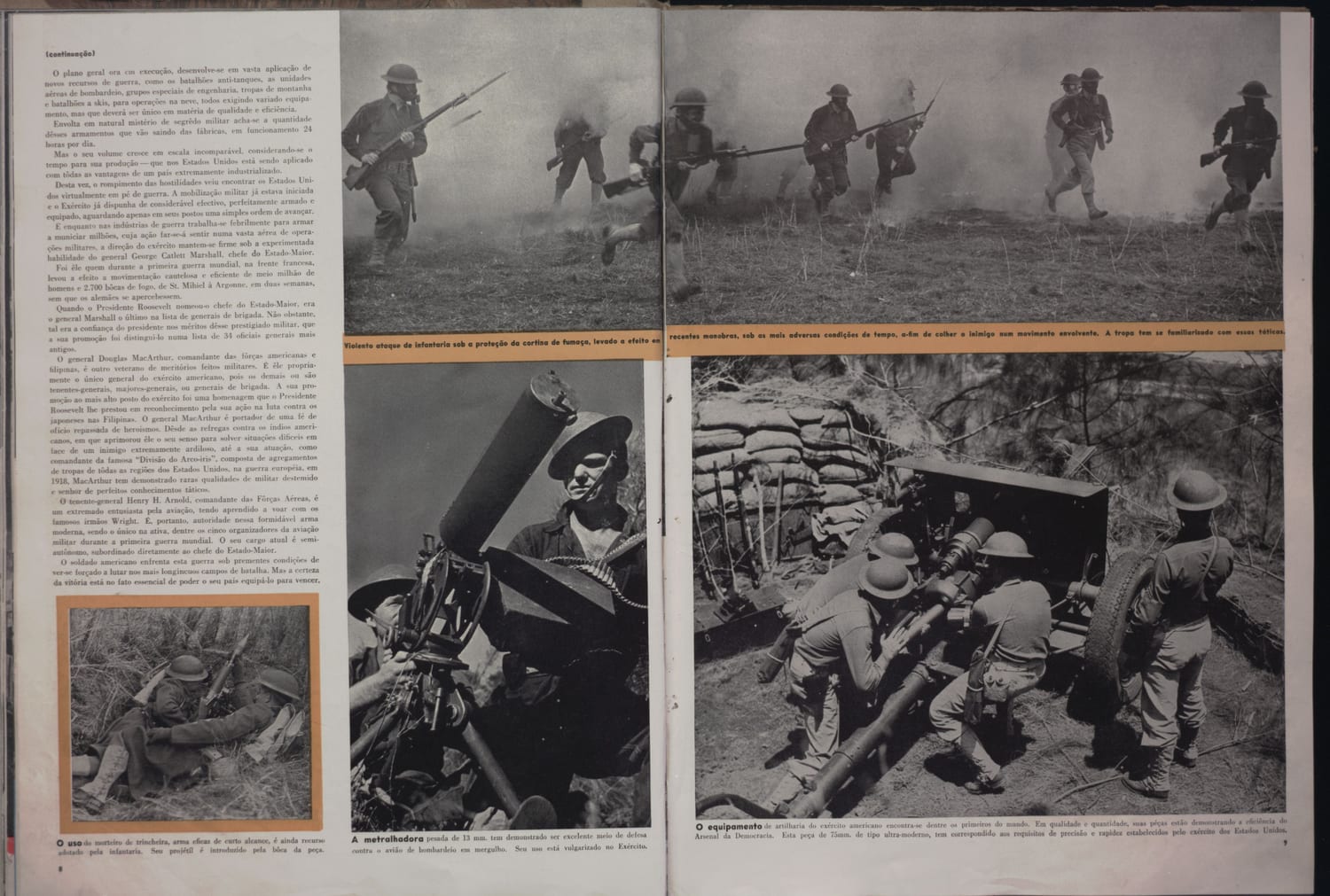 Fotografia de soldados americanos atacando trincheiras inimigas em condições adversas durante operação militar na Primeira Guerra.