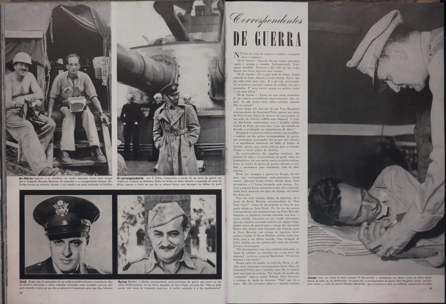 Correspondentes Sherman Machen e Francis McCarthy em ambiente militar