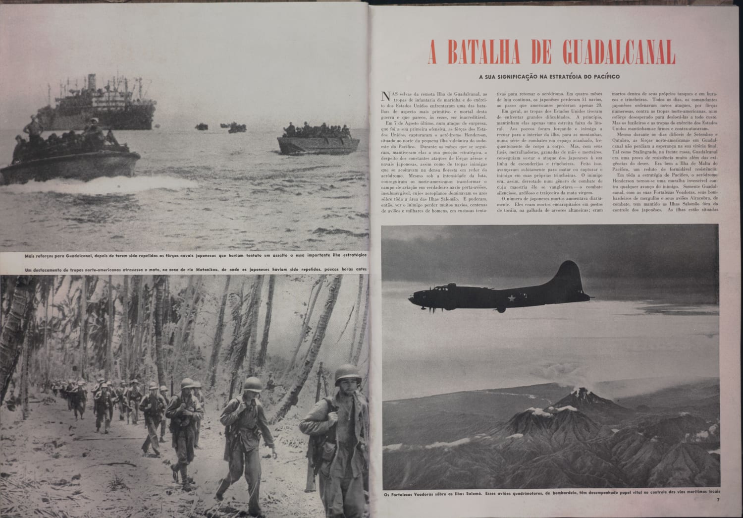 Fotografia de frotas navais em operações militares nas Ilhas Salomão.
