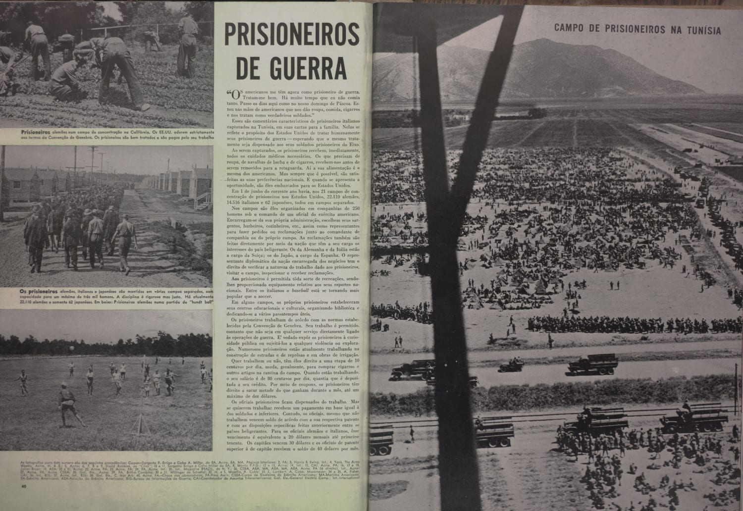 Fotografia de prisioneiros alemães em campo de concentração na Califórnia durante trabalho