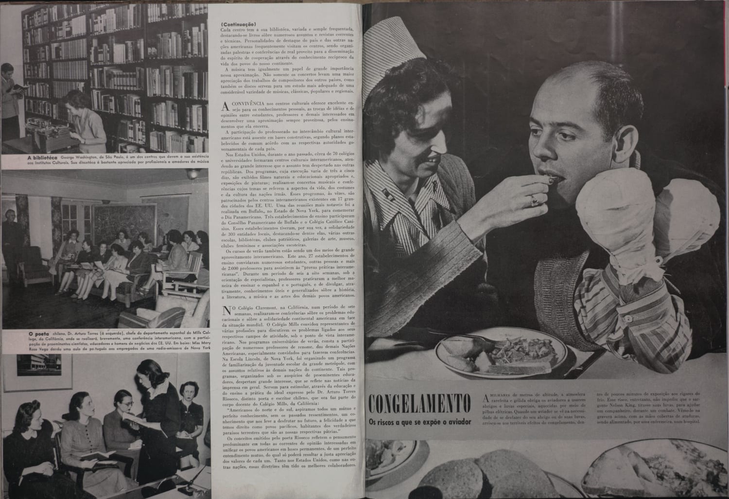 Fotografia da Biblioteca George Washington em São Paulo mostrando instalações modernas para pesquisa.