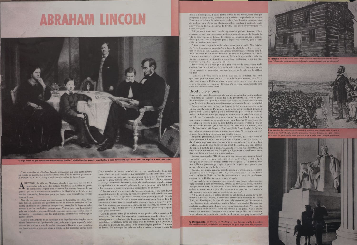Fotografia de família de Lincoln durante a presidência, com esposa e filhos.