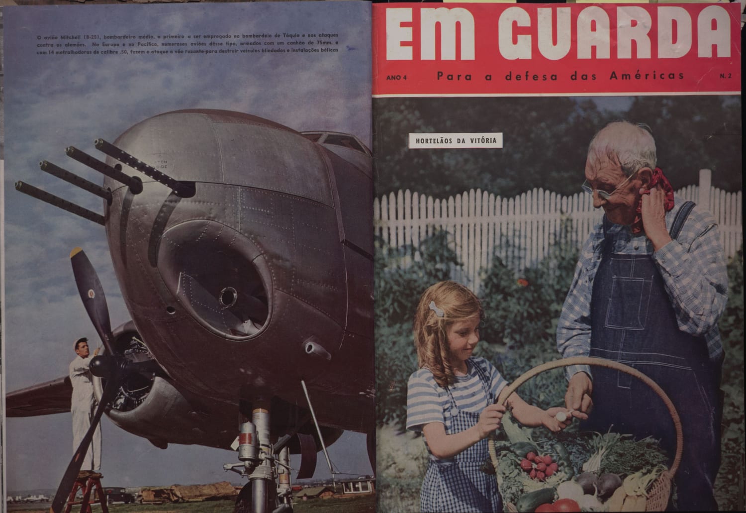 Fotografia do bombardeiro B-25 Mitchell, símbolo da aviação militar defensiva das Américas.