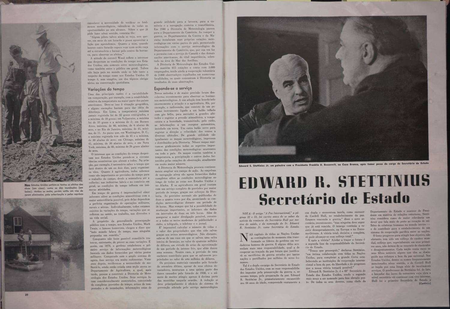 Fotografia histórica mostrando o novo Secretário de Estado americano com o Presidente Roosevelt