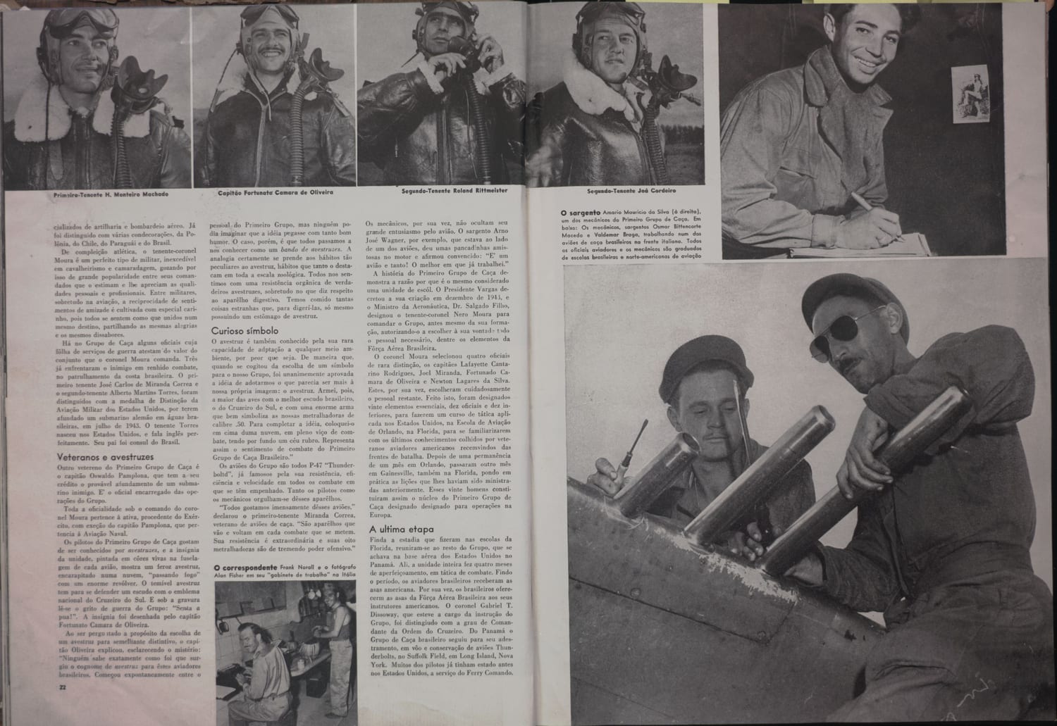 Retratos de pilotos da Força Aérea Brasileira identificados na legenda