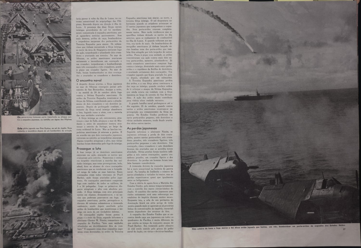 Fotografia de estrutura naval de combate durante operações da Segunda Guerra Mundial