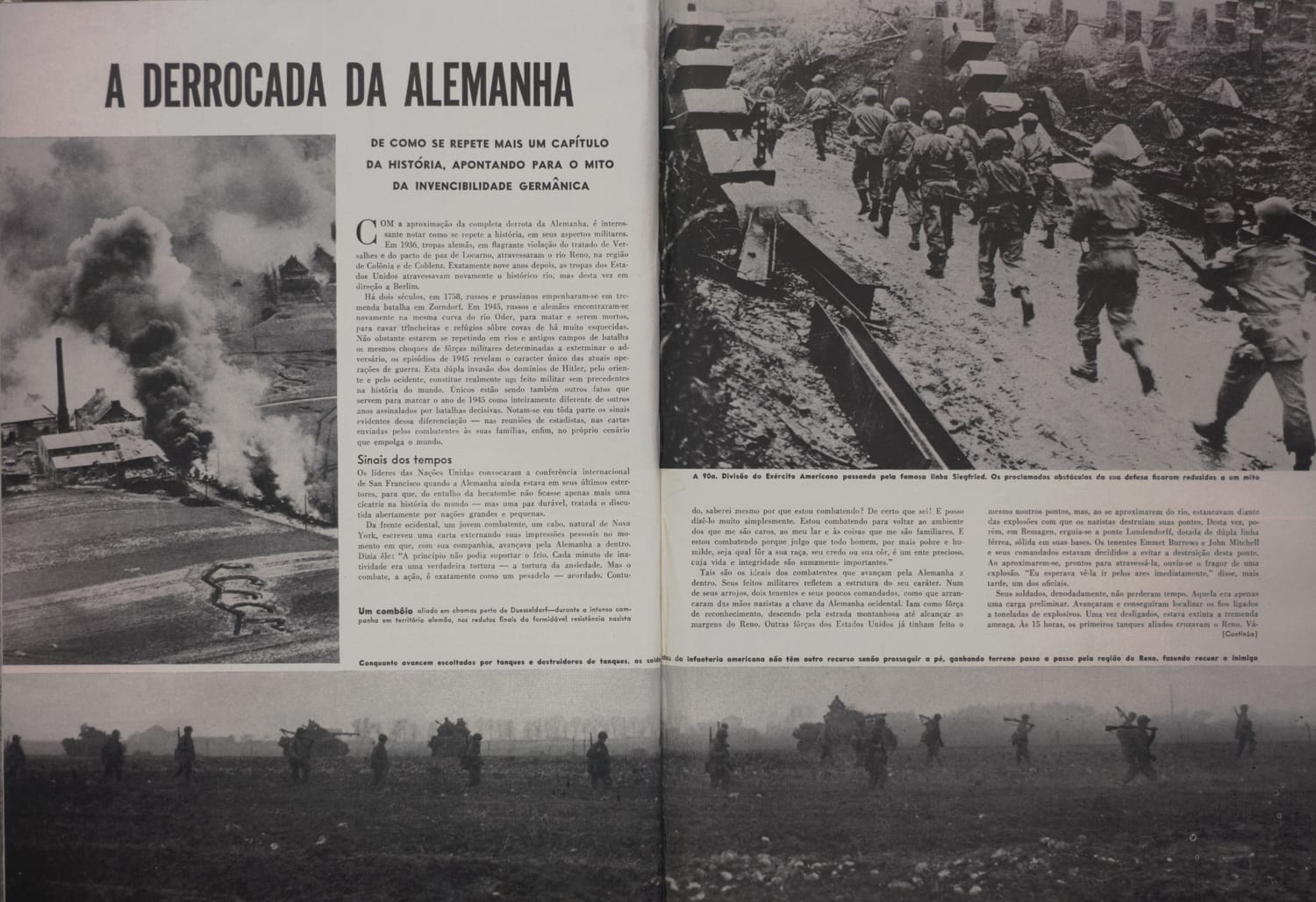 Fotografia de tropas americanas durante operações militares na campanha do Reno.