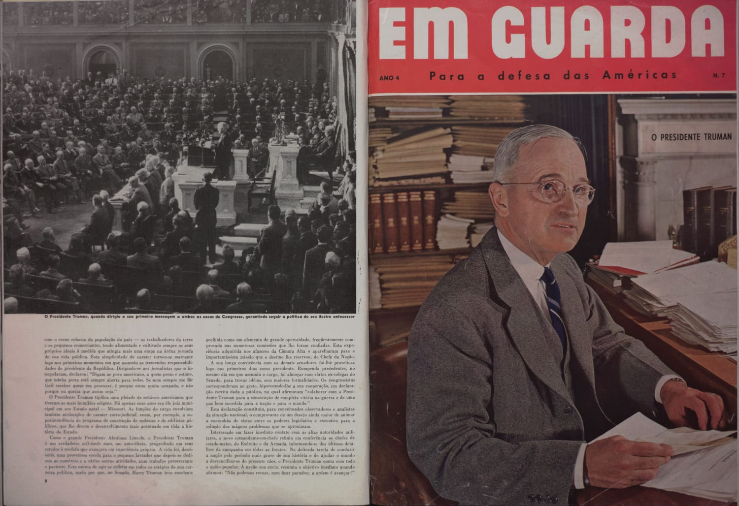 Presidente Truman em seu discurso histórico perante o Congresso americano