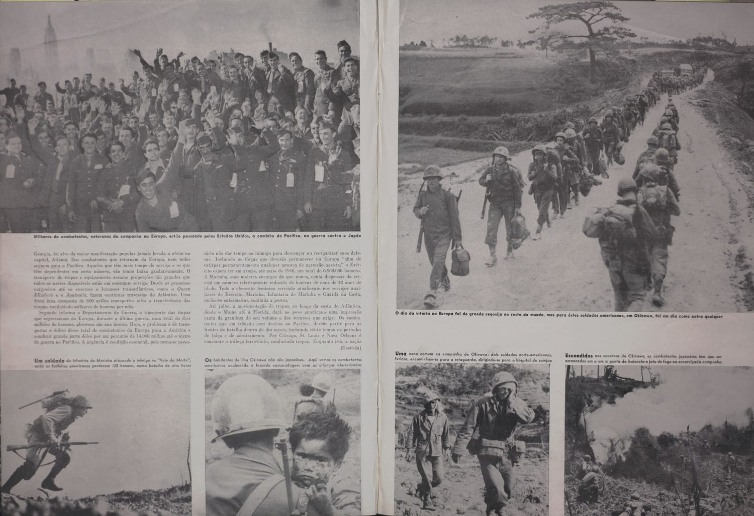 Fotografia de milhares de combatentes europeus reunidos antes de operação ou comemoração de campanha militar.