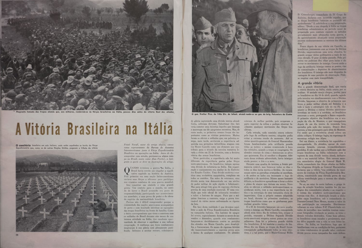 Imagem de massa de soldados alemães rendidos após combates com a FEB italiana.
