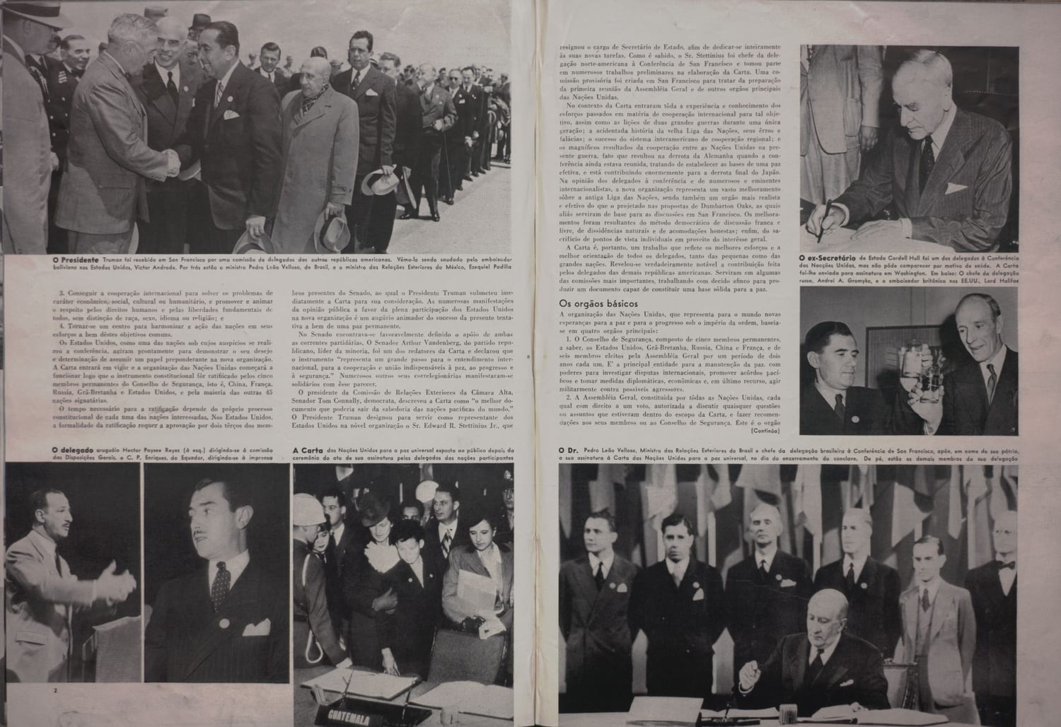 Fotografia do Presidente Vargas durante a Conferência das Nações Unidas em São Francisco.
