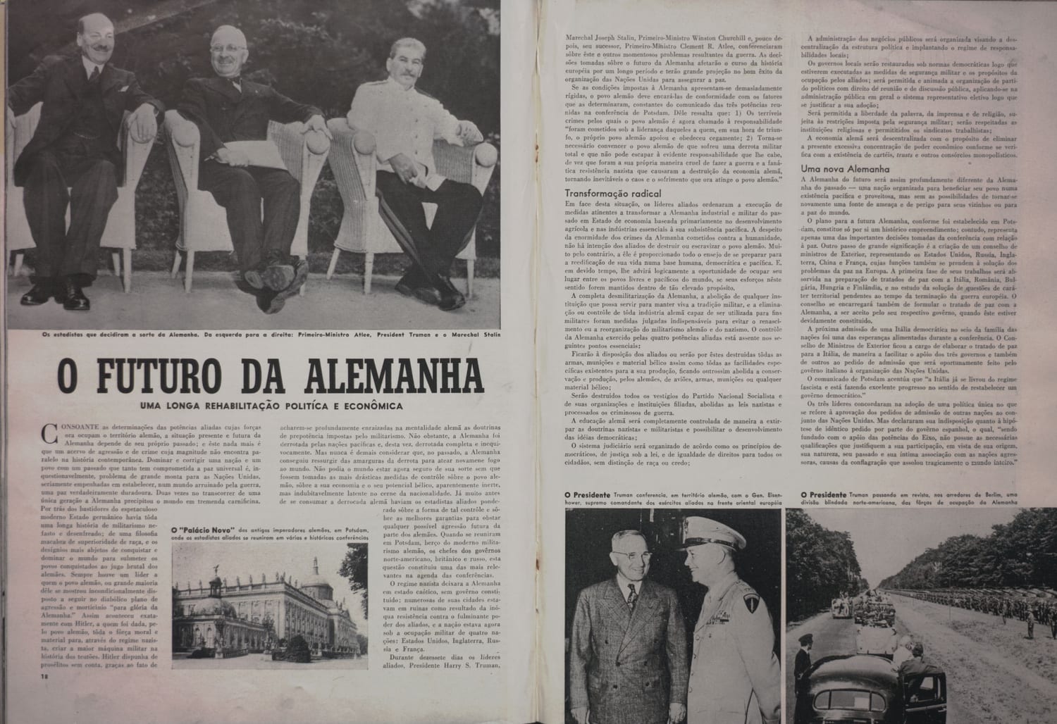 Líderes aliados em conferência sobre o futuro da Alemanha no pós-guerra.