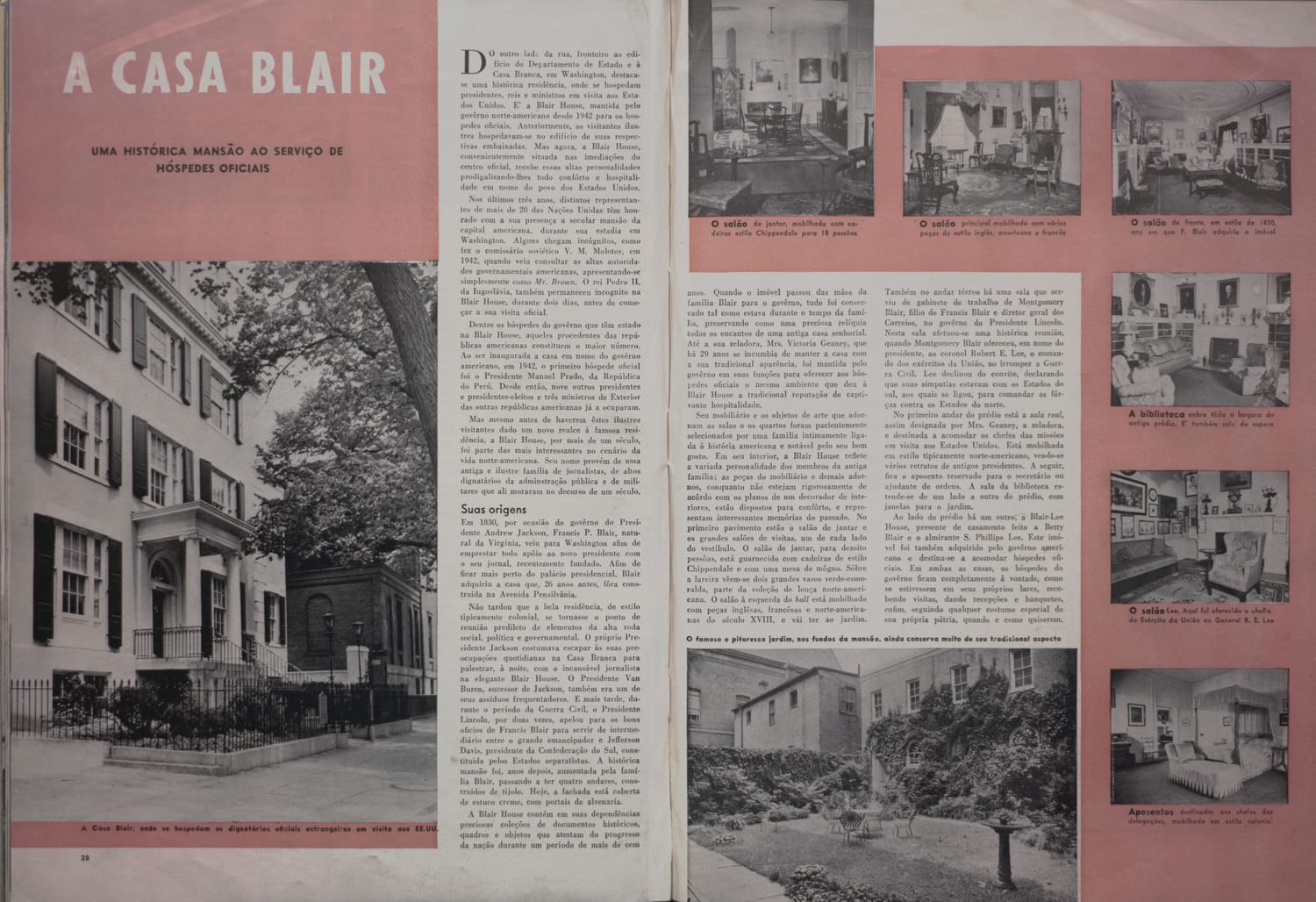 Vista frontal da mansão histórica da Casa Blair em Washington