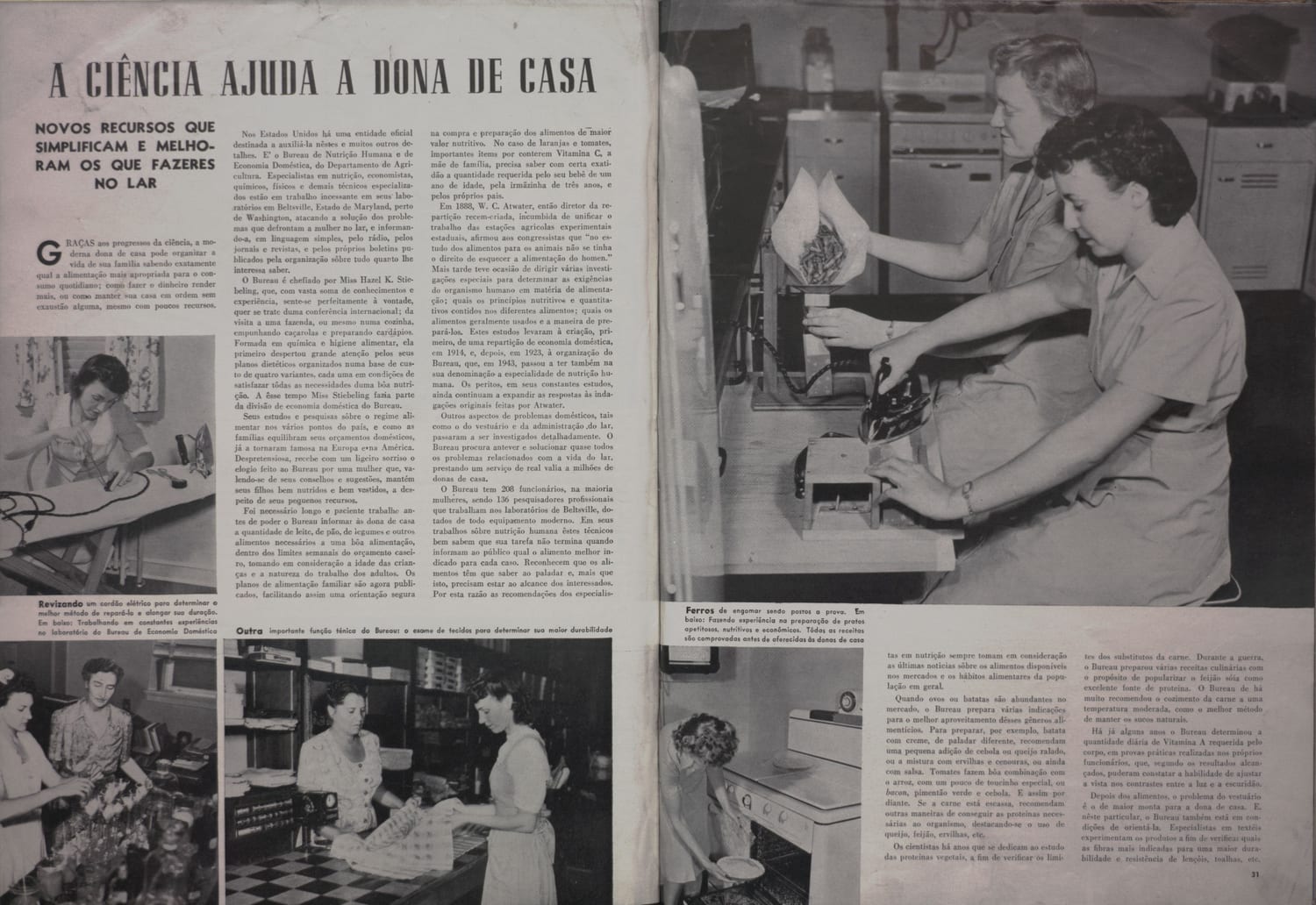 Imagem de mulheres trabalhando em laboratório do Bureau de Economia Doméstica.