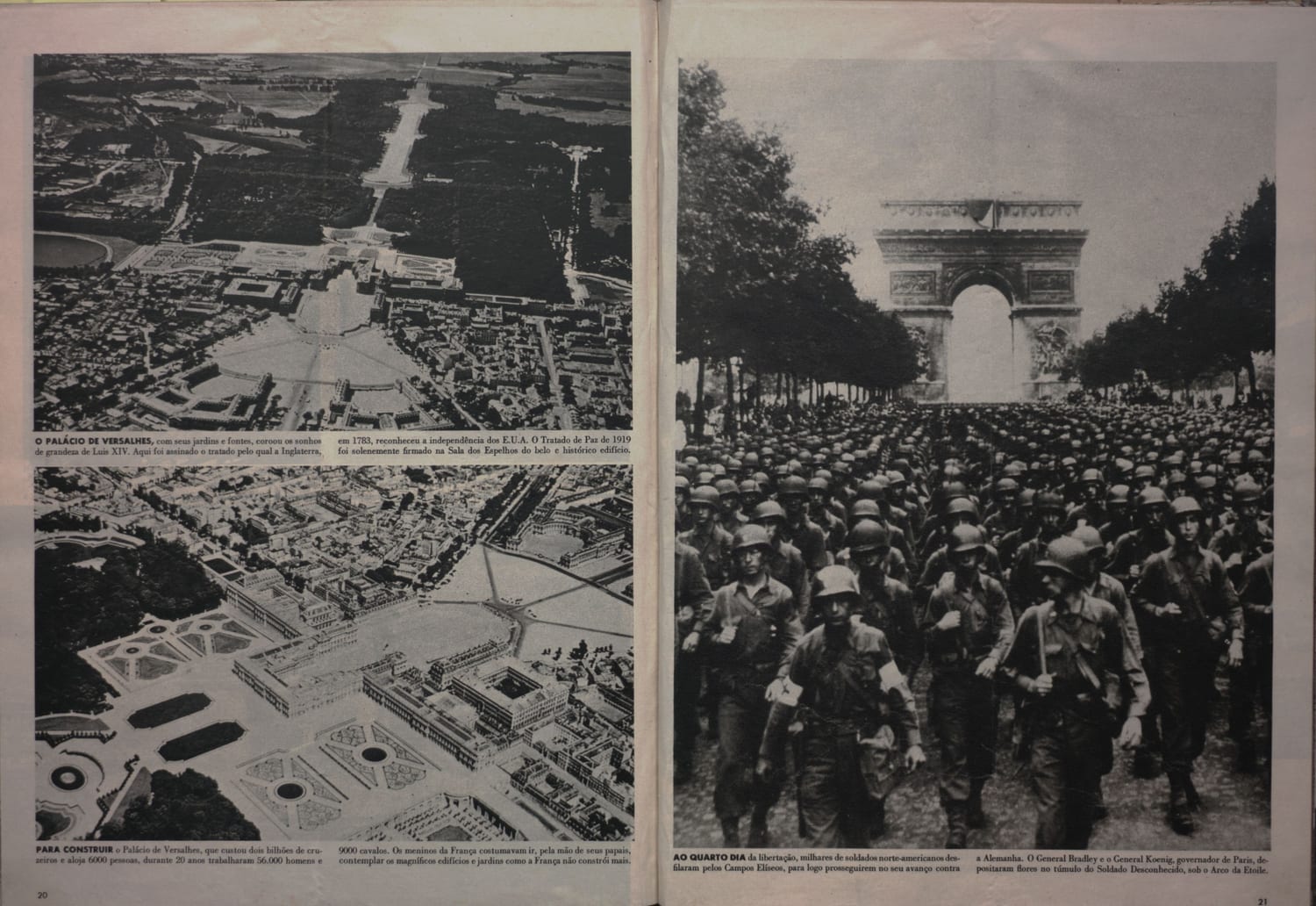 Fotografia aérea do Palácio de Versalhes destacando seus jardins e arquitetura.